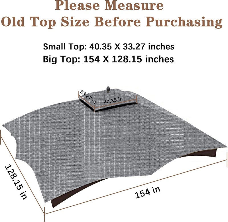 SCOCANOPY Replacement Top for The Lowe's Gazebo Model #GF-12S004B-1 / GF-12S004BTO (Grey Ripstop) - Image 4